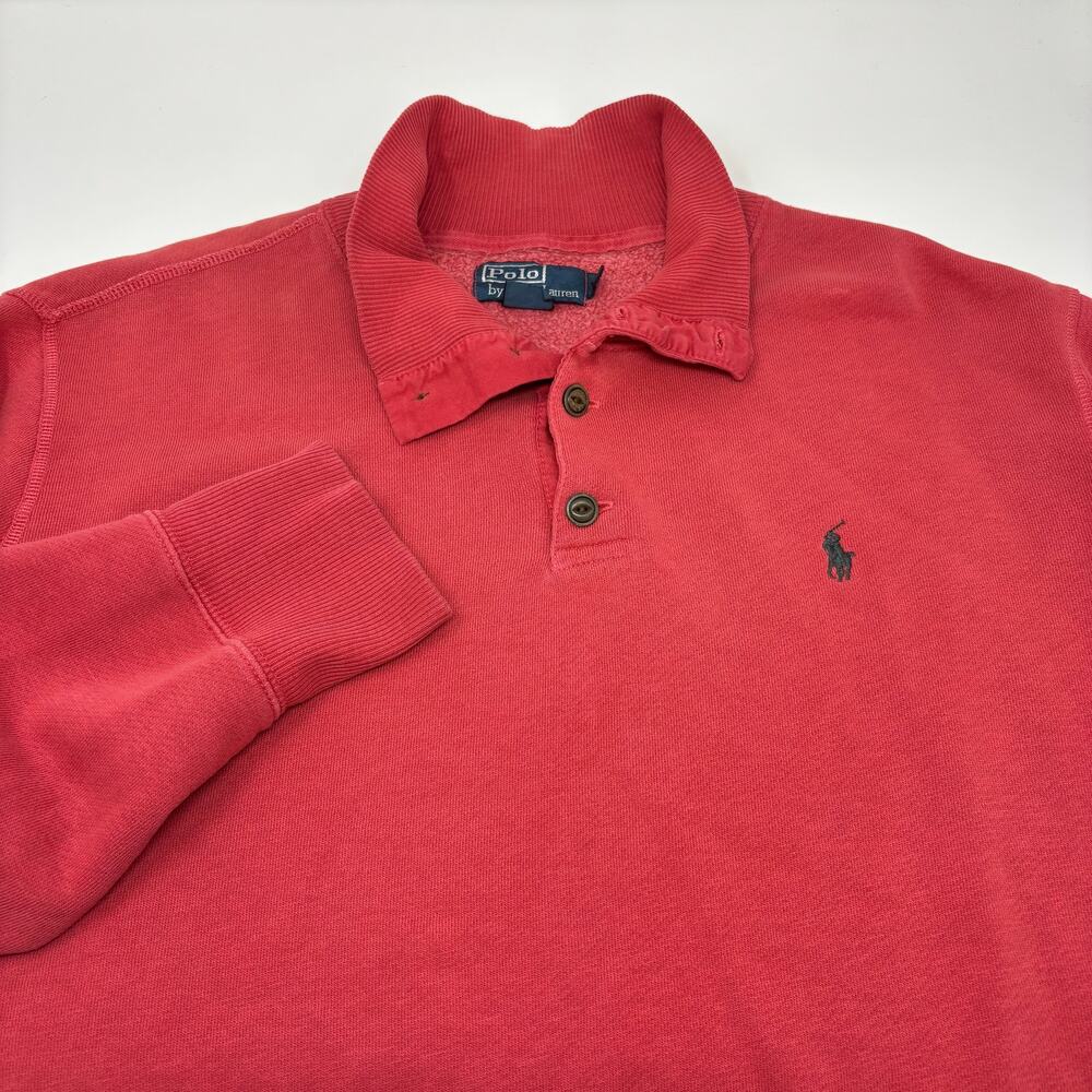 Polo Ralph Lauren Mens Large Red 4 Button Henley‎ Long Sleeve Pullover Sweater